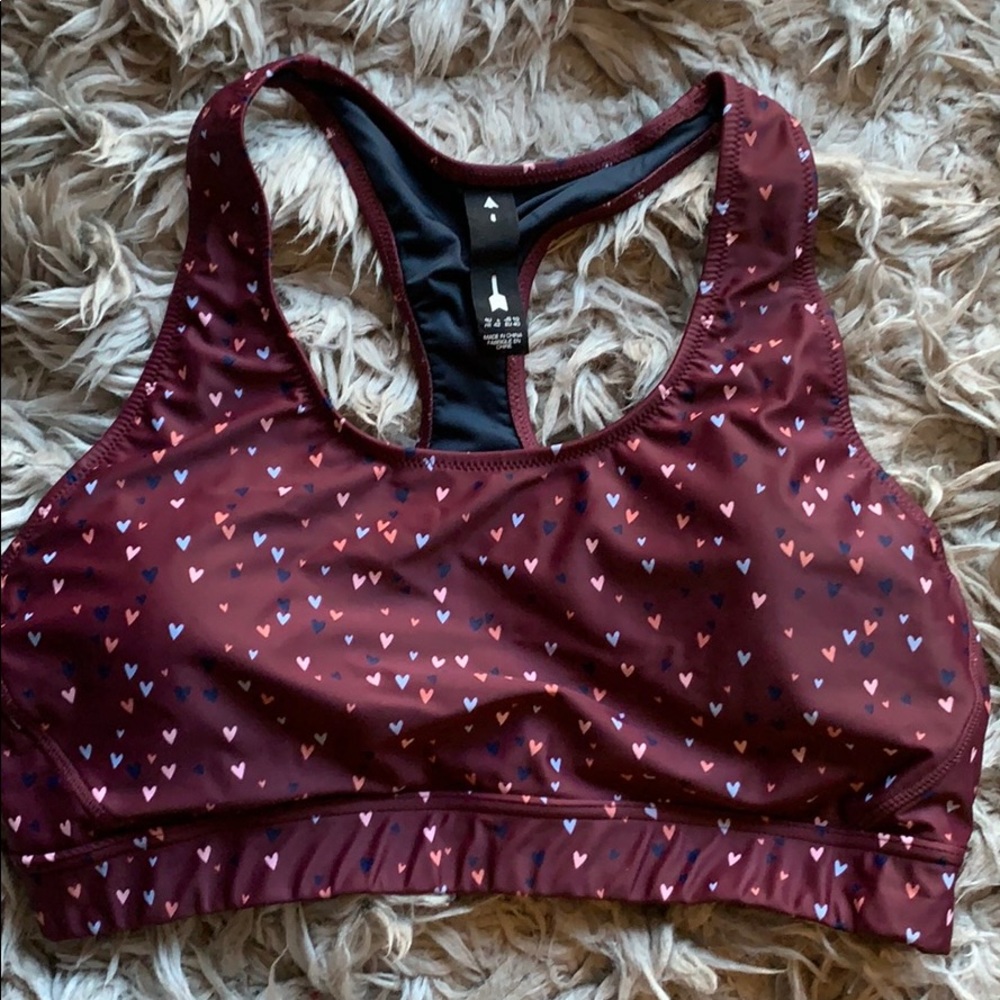 The Upside Burgundy Sports Bra w/Hearts US Size 10